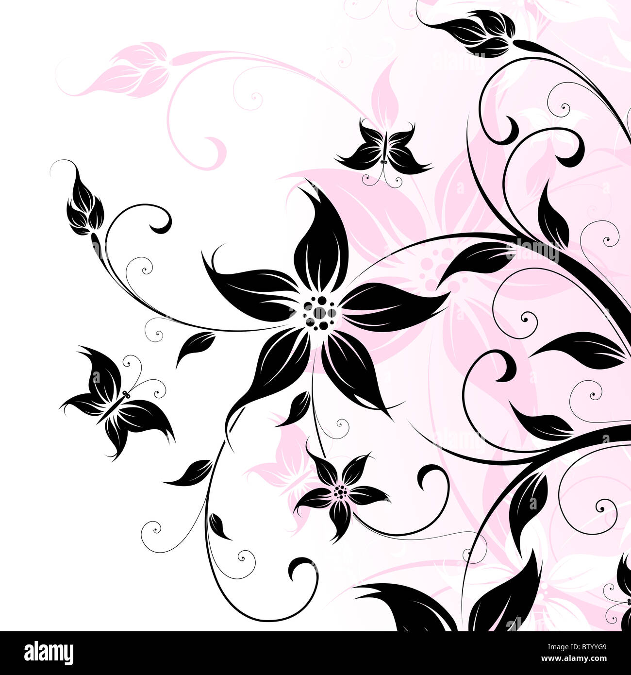 Abstract sfondo con fiori e butterfly per il tuo design Foto Stock