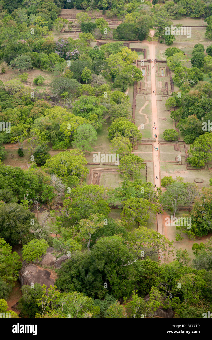 Vista dalla cima di Sigiriya rock fortezza, Sri Lanka Foto Stock