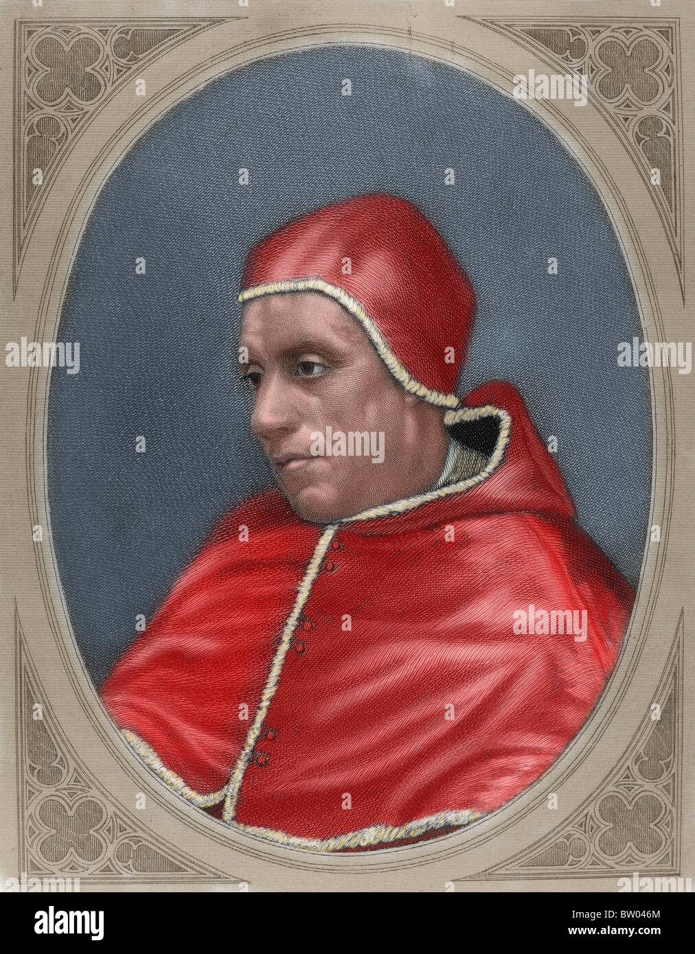 Gregorio XII, chiamato Angelo Correr o Corraro (1325-1417). Papa tra 1406 e 1415. Incisione. Colorati. Foto Stock