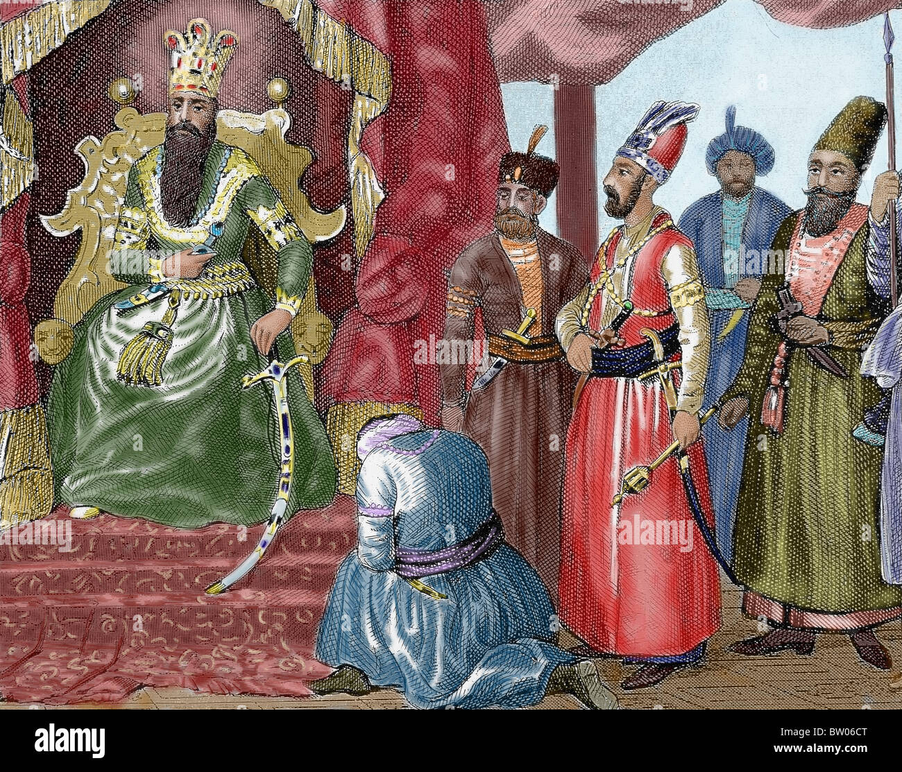 Impero ottomano. Sultan accogliendo i membri del Consiglio in Aula il Palazzo Topkapi. Istanbul.la Turchia. Foto Stock