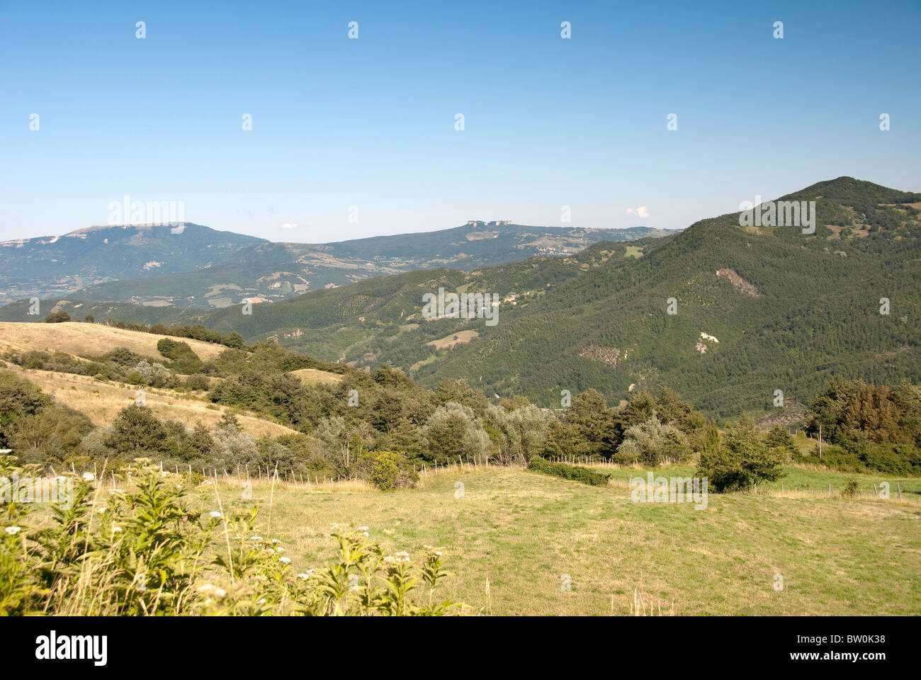 Il Sasso Simone Parco Regionale, Toscana e Marche area di confine. Foto Stock