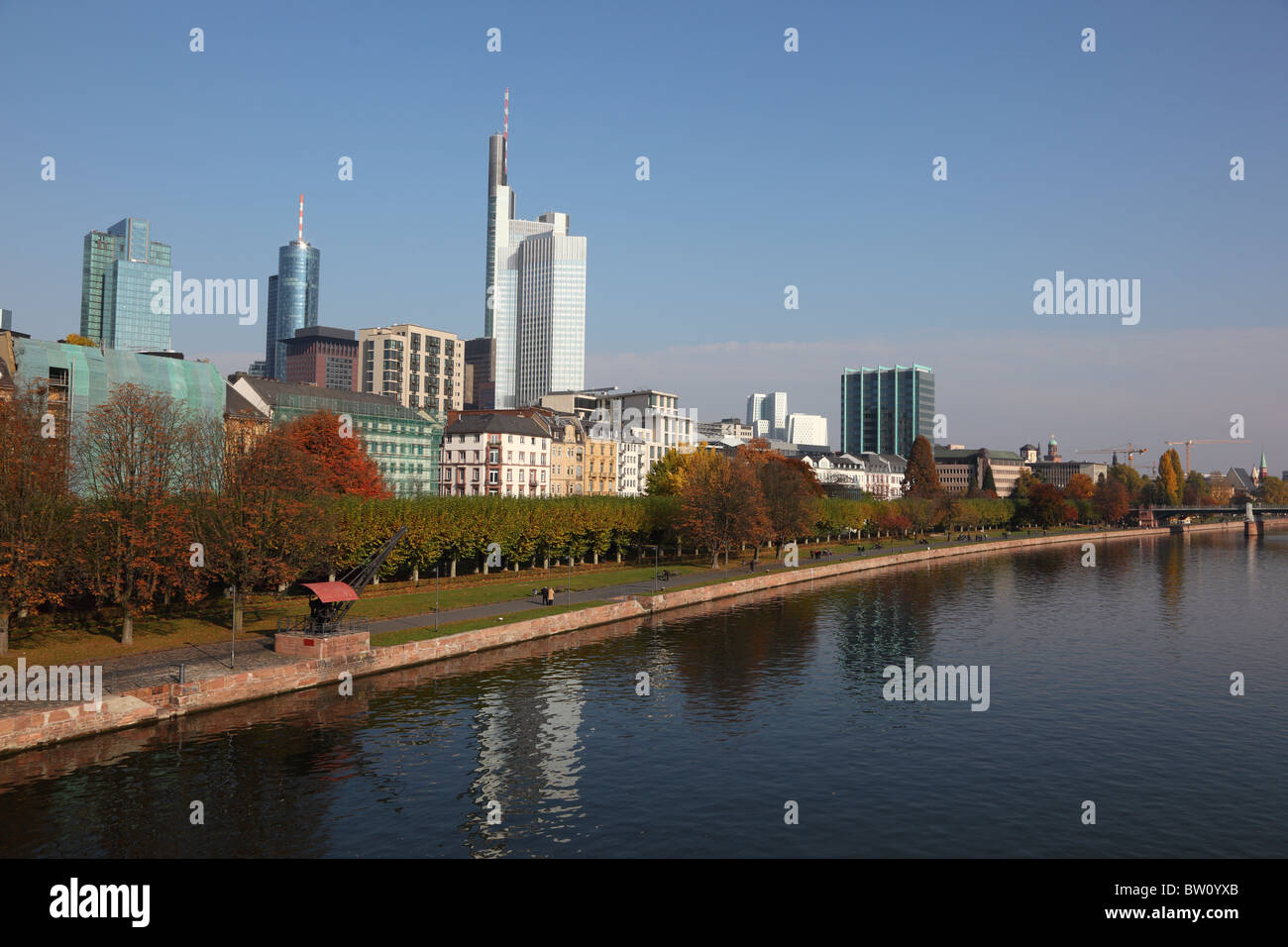 Città di Francoforte e il fiume principale, Germania Foto Stock