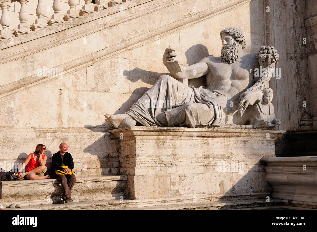 La statua del dio fiume del Nilo, Palazzo Senatorio, Piazza del Campidoglio Foto Stock