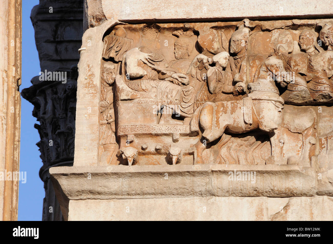 Scena di battaglia dettaglio, Arco di Costantino Foto Stock