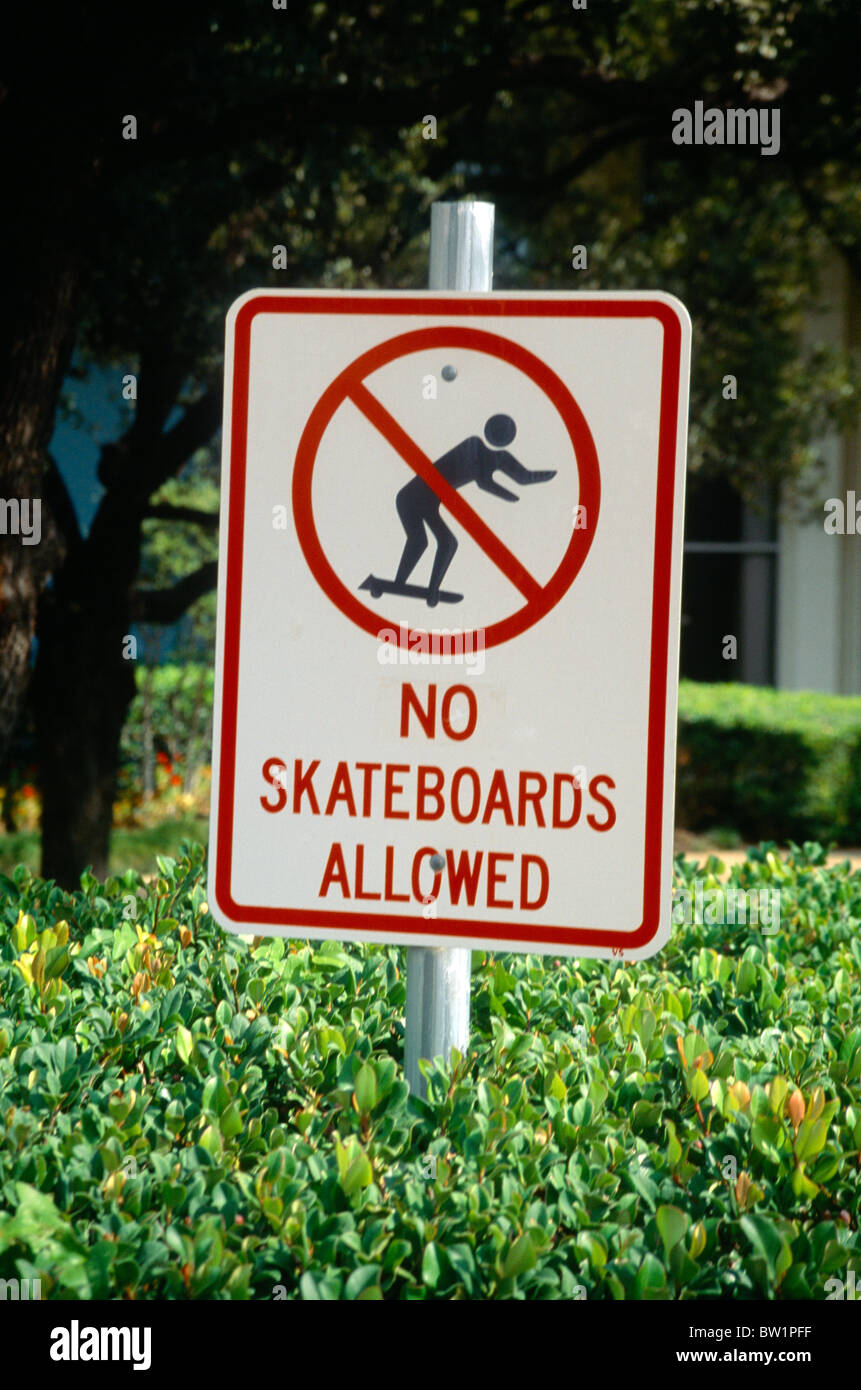 Fort Worth Texas USA n. di skateboard consentito firmare Foto Stock