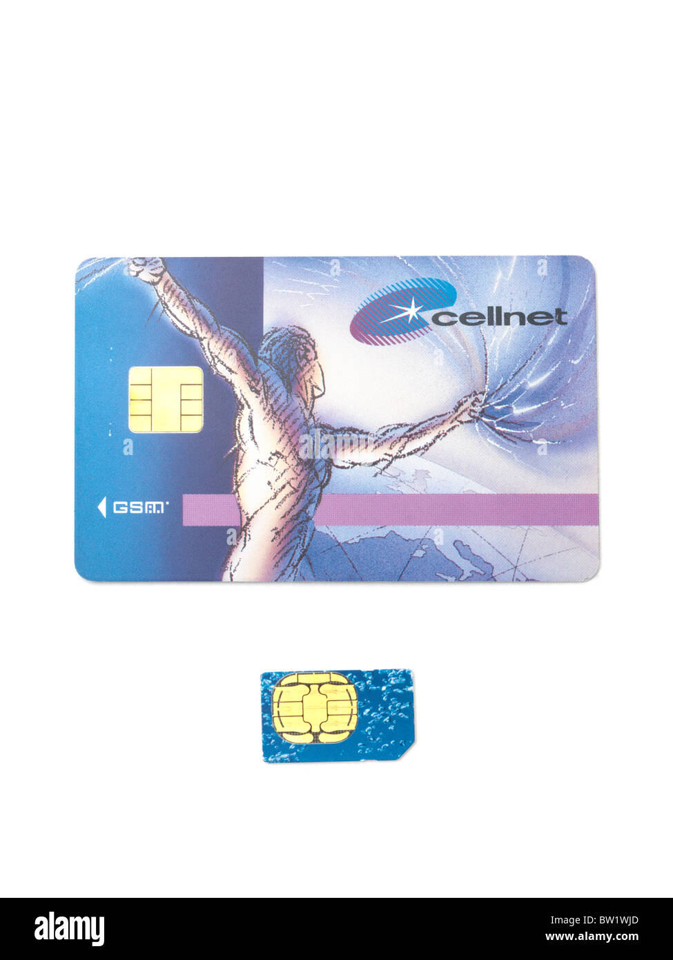 Vecchie e nuove schede Sim per telefoni cellulari Foto Stock