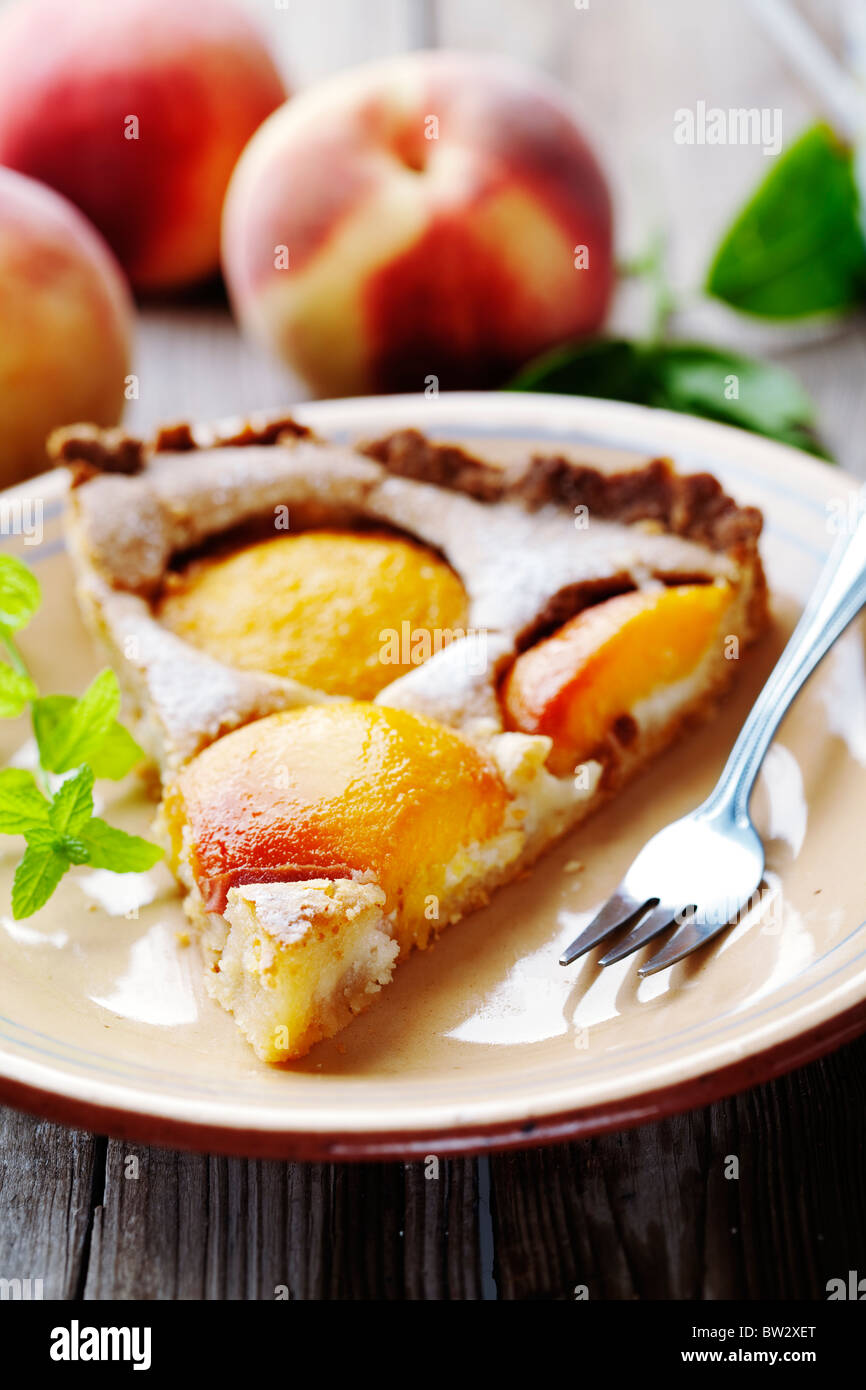 Peach tart slice Foto Stock