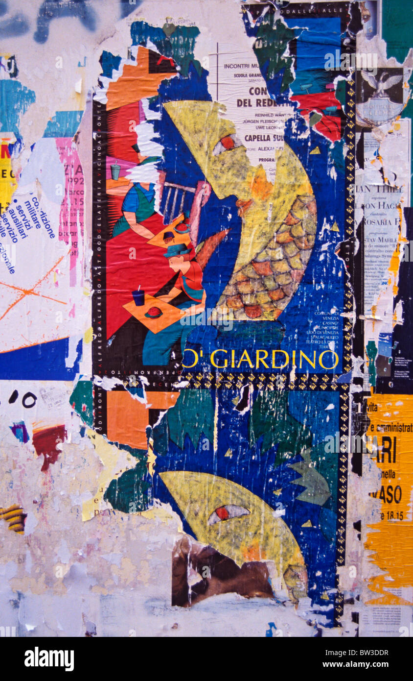 Colorato Graffeti 'Poster' Arte a Venezia Foto Stock