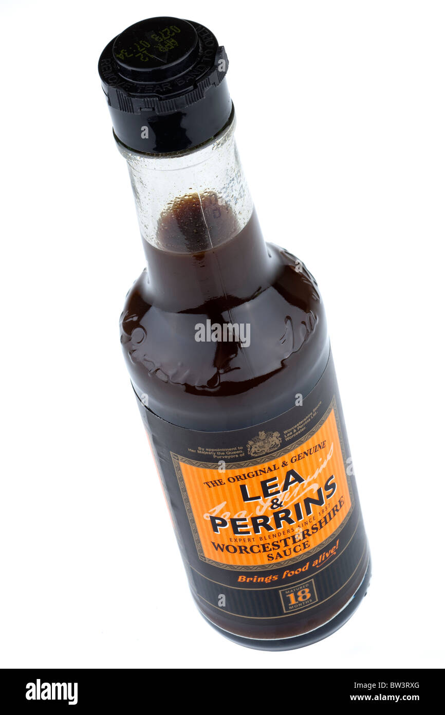 Bottiglia di Lea e Perrins di salsa Worcestershire Foto Stock