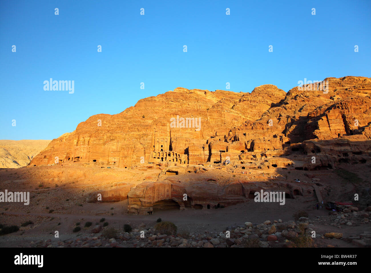 Giordania Petra, rock, rocce, tramonto, tombe reali, tomba, tomba di seta, Urn tomba Foto Stock