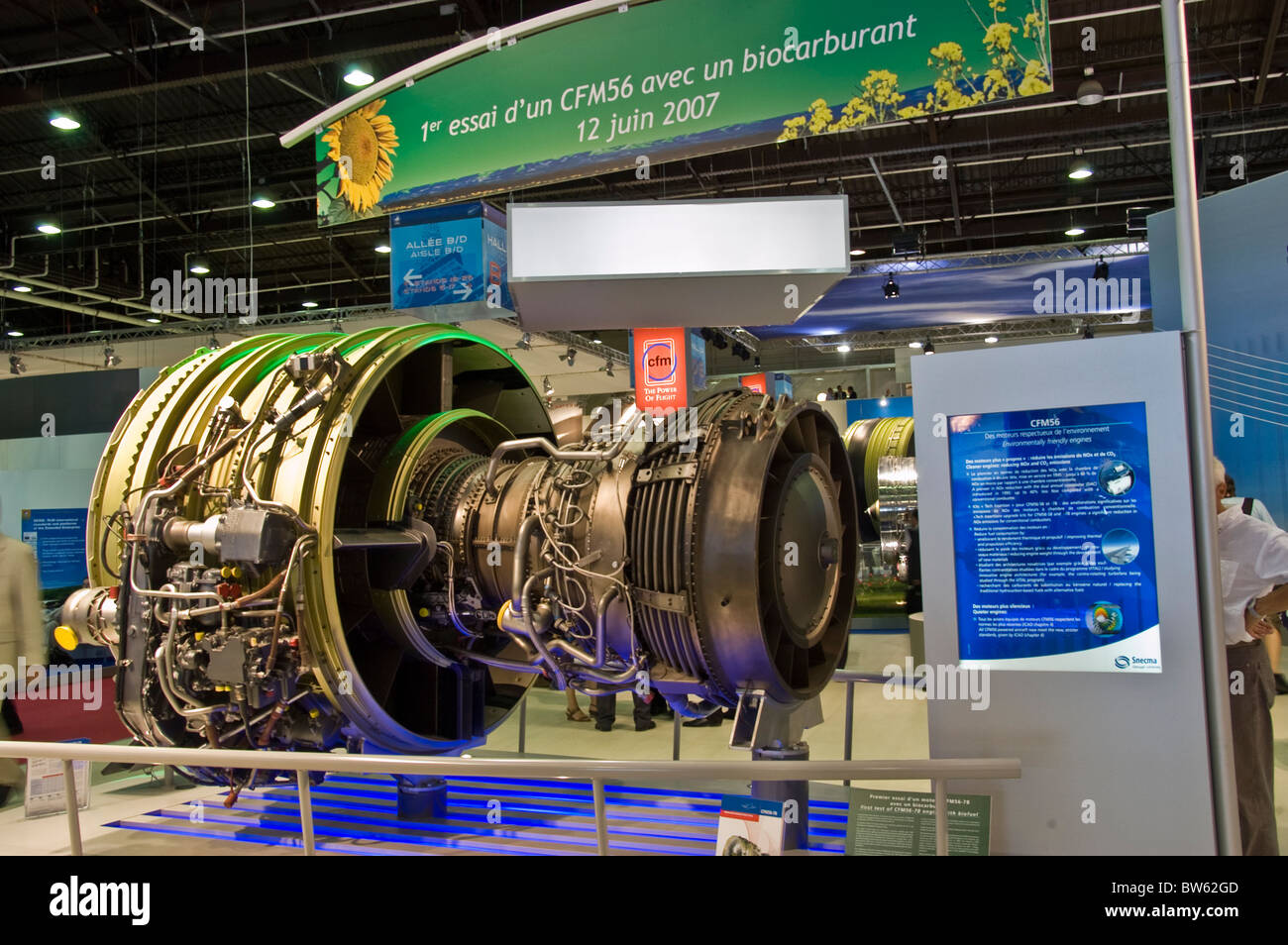 Parigi, Fran-ce, eventi pubblici, Paris Air Show, i biocarburanti motore Jet modello sperimentale sul display Foto Stock
