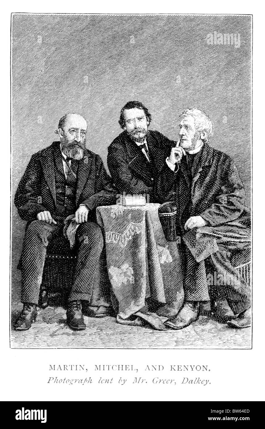 Irish rivoluzionari, John Martin, John Mitchel e Padre Kenyon 1848; Bianco e Nero illustrazione; Foto Stock