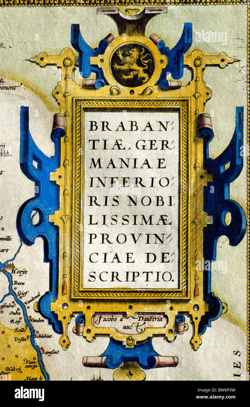 Theatrum Orbis Terrarum, 1570 da Abraham Ortelius, dettaglio della mappa di Brabant mondo antico Atlas cartografia antica mappa mappe prenota Foto Stock