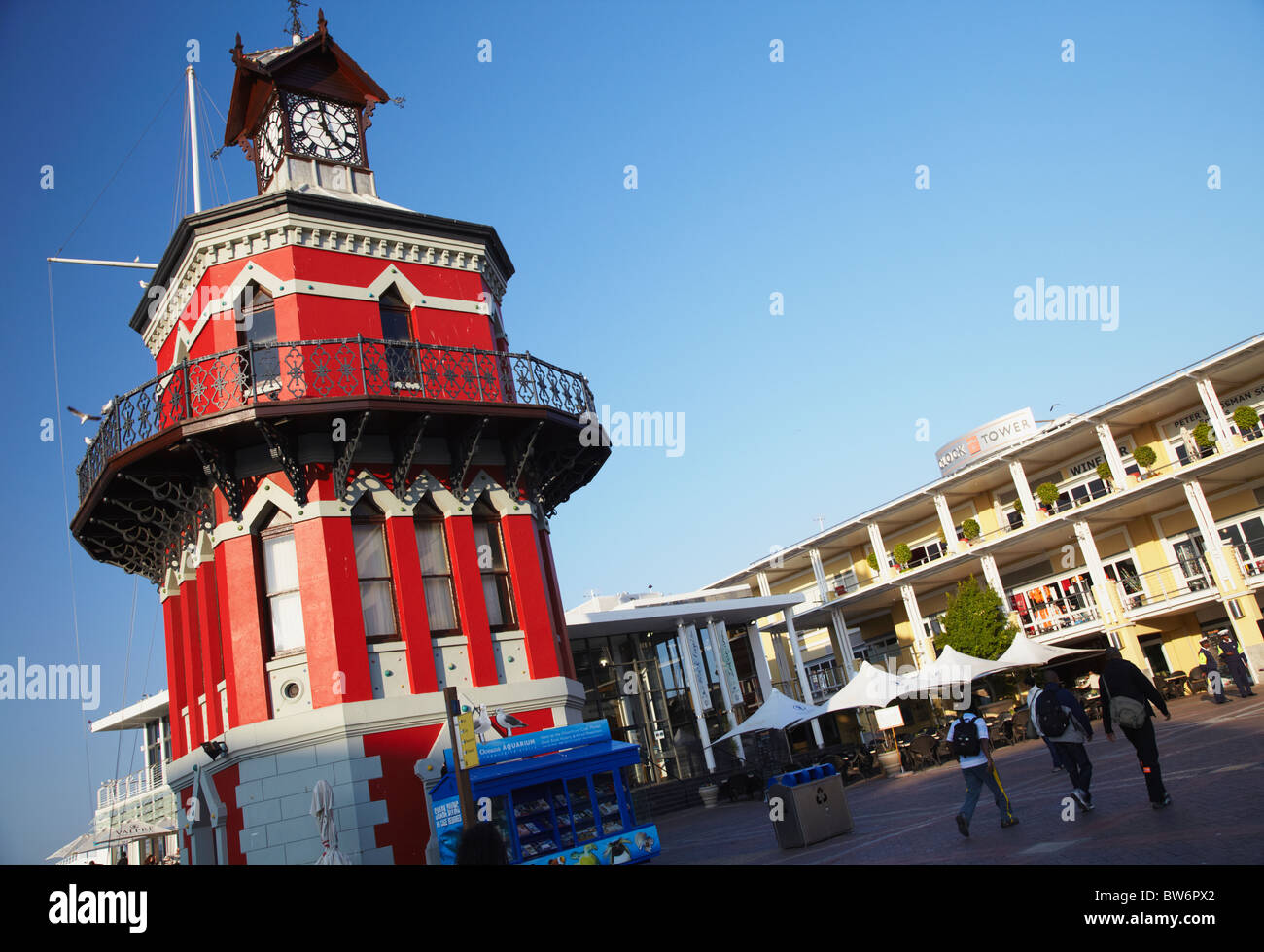 Torre dell'Orologio, Lungomare Victoria and Alfred e Cape Town, Western Cape, Sud Africa Foto Stock