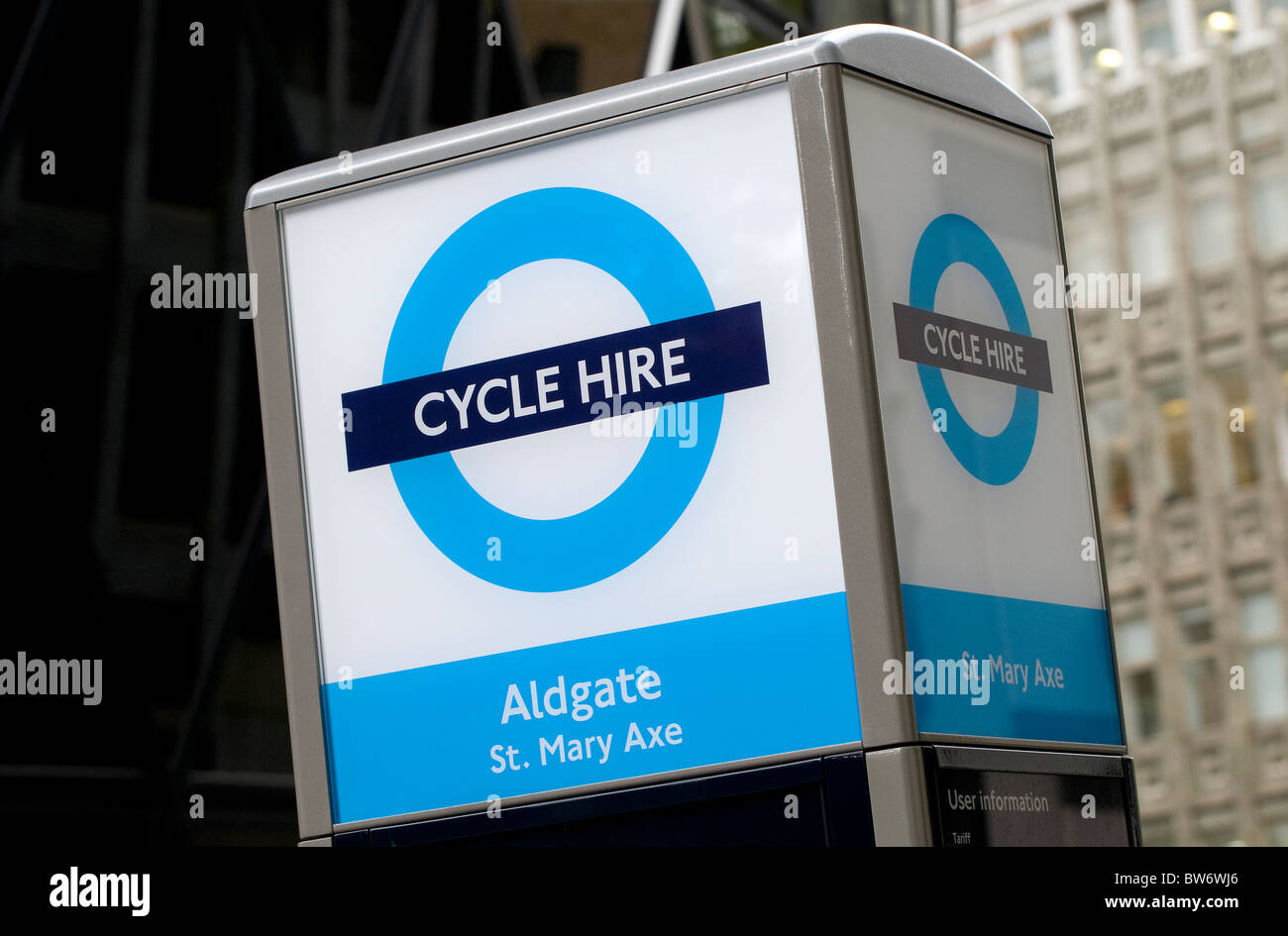Trasporti a Londra lo schema di bicicletta il punto di prelevamento segno Foto Stock