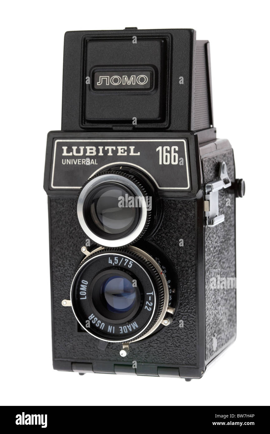 Vintage lubitel 166 universal medio formato fotocamera a pellicola fabbricato nella vecchia Unione sovietica Foto Stock