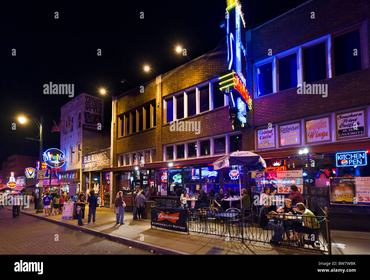 BB King's on Beale Street di notte, Memphis, Tennessee, Stati Uniti d'America Foto Stock