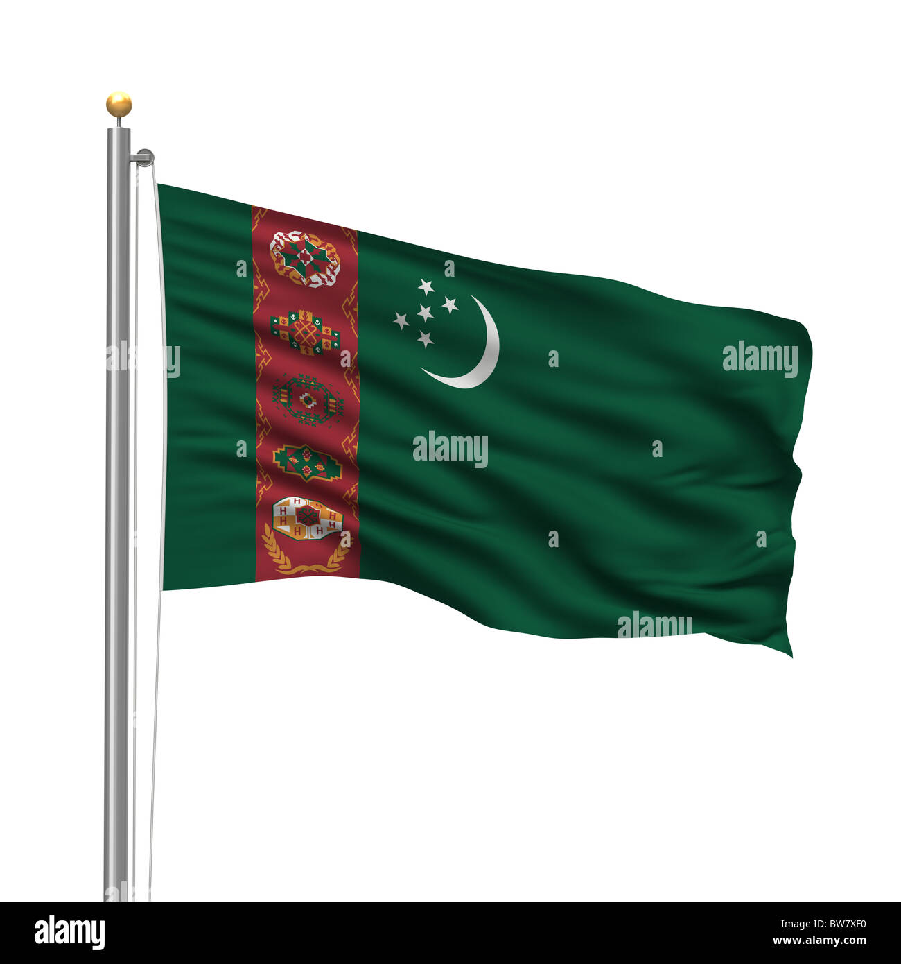 Bandiera del Turkmenistan Foto Stock