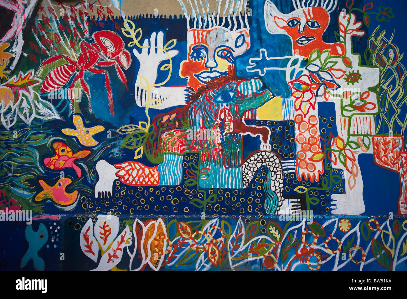 Abstract la pittura murale, Quito Ecuador Foto Stock