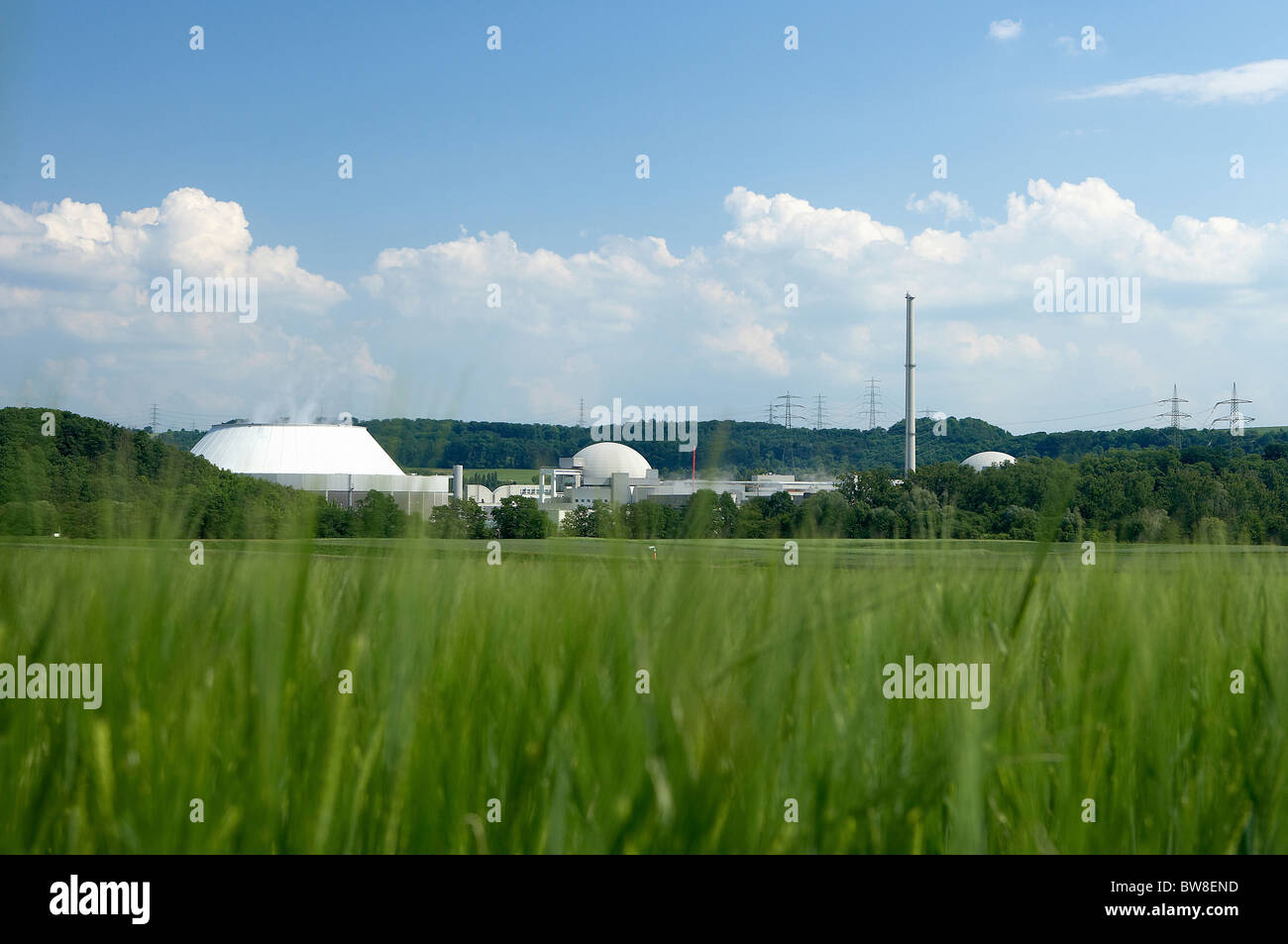Neckarwestheim nucleare, Kirchheim am Neckar, Germania Foto Stock