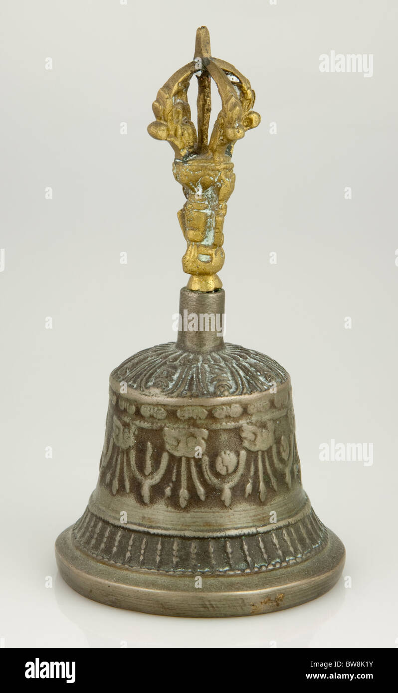 Tibetano campana in argento Foto Stock