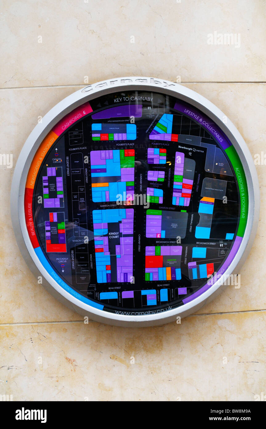 Mappa di Carnaby Street, Londra, Regno Unito Foto Stock