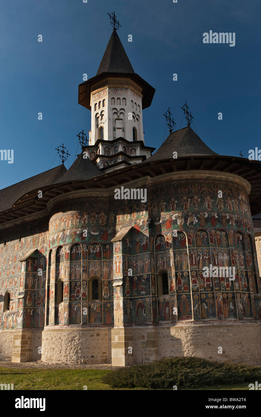Sucevita. Uno dei monasteri dipinti della Bucovina, la Romania, l'Europa. Foto Stock