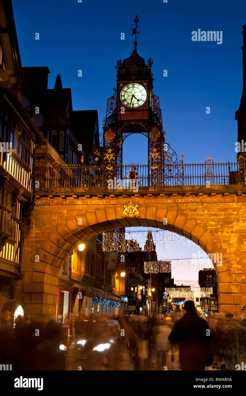 Eastgate Clock di notte Chester Cheshire Foto Stock