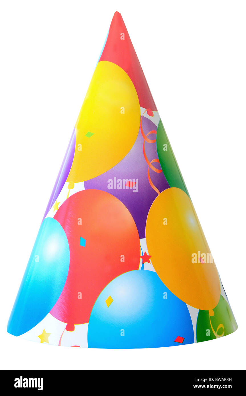 Party hat isolato su bianco tagliato fuori Foto Stock