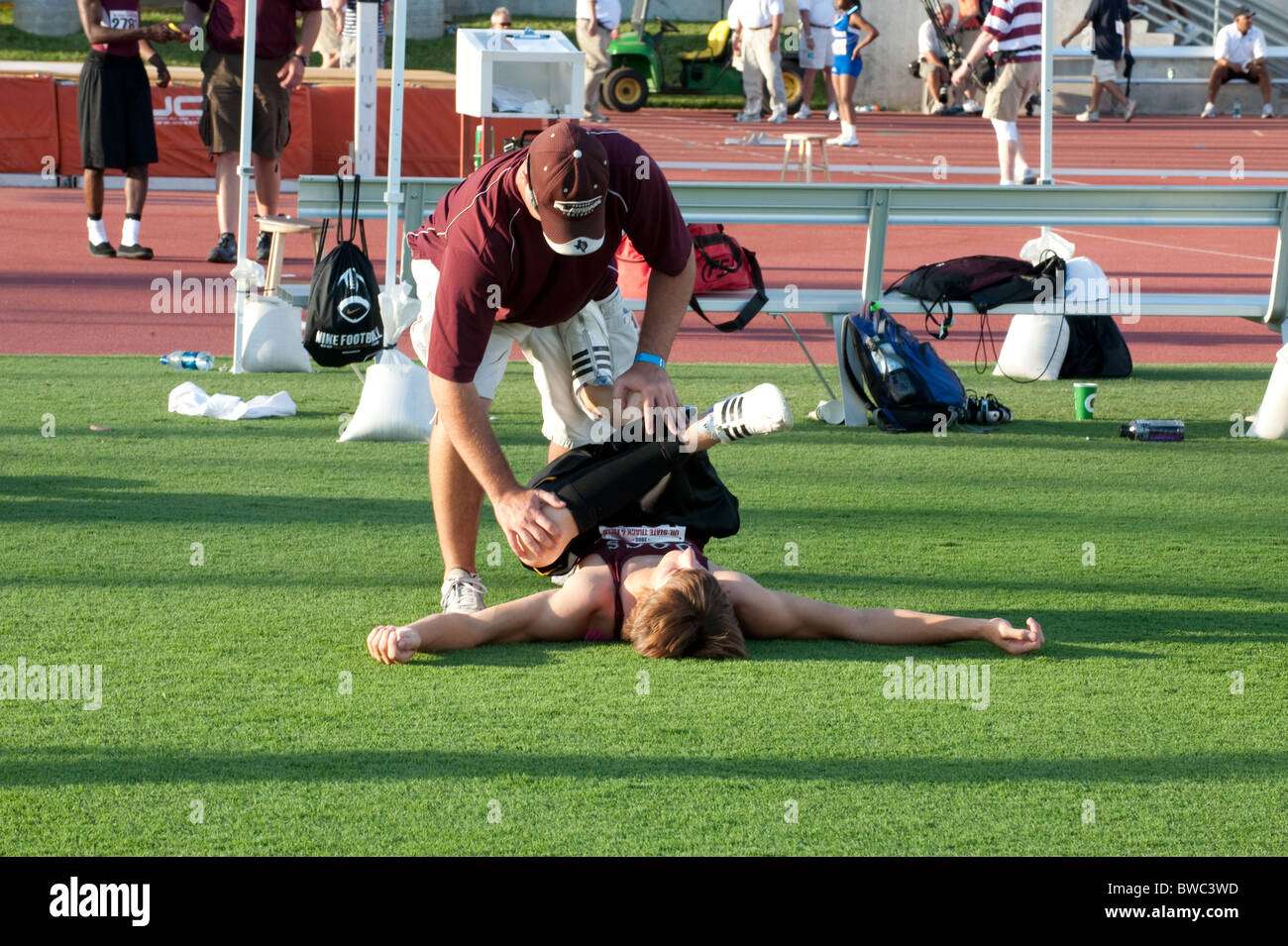 Austin, TX Giugno 5, 2009: University Interscholastic League (UIL) traccia di stato incontrare, sessioni di venerdì Foto Stock