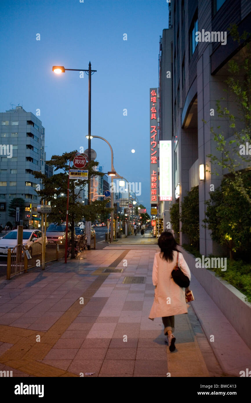 La donna a piedi di Ueno, Tokyo, Giappone Foto Stock