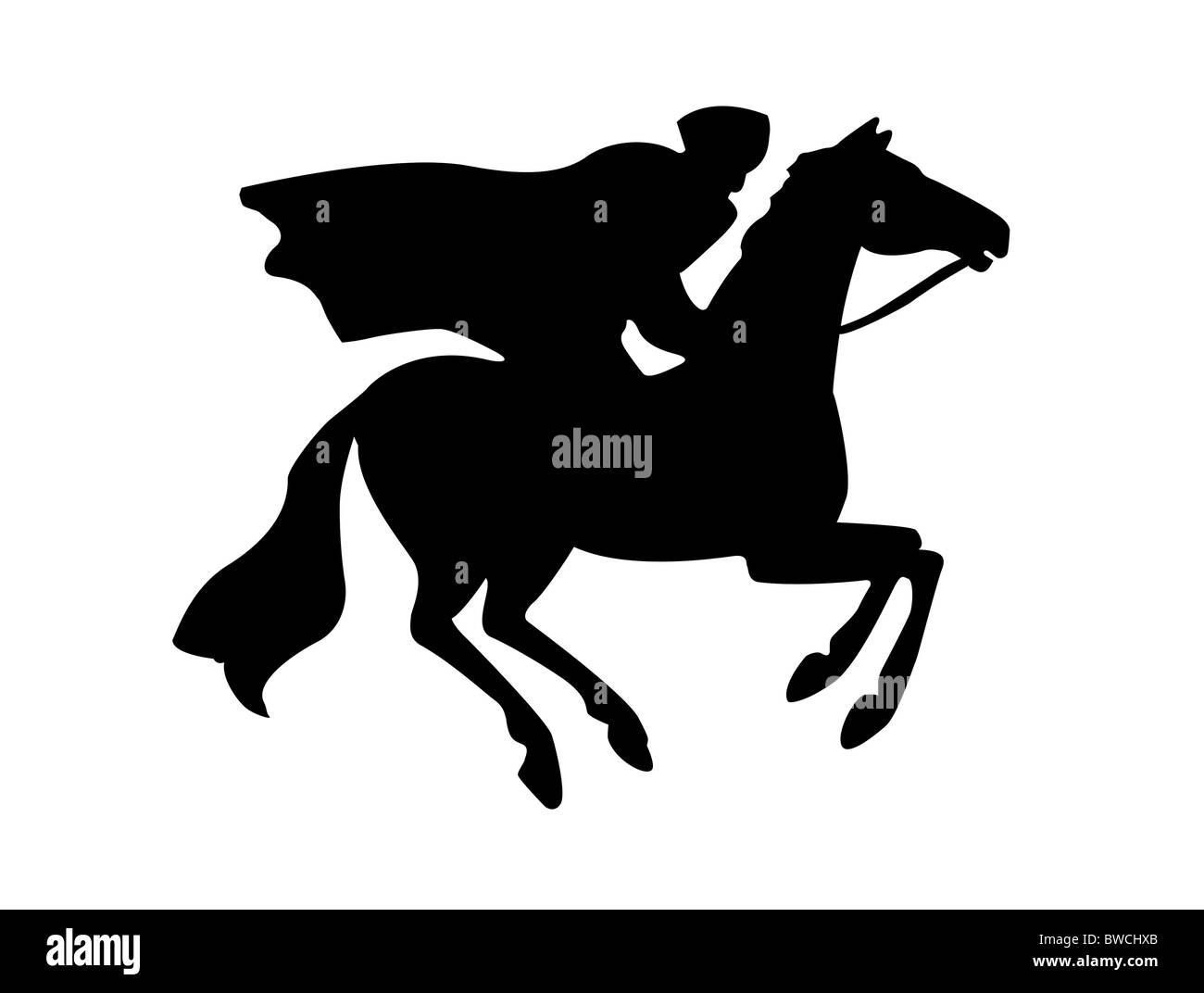 Silhouette del ciclista su sfondo bianco Foto Stock
