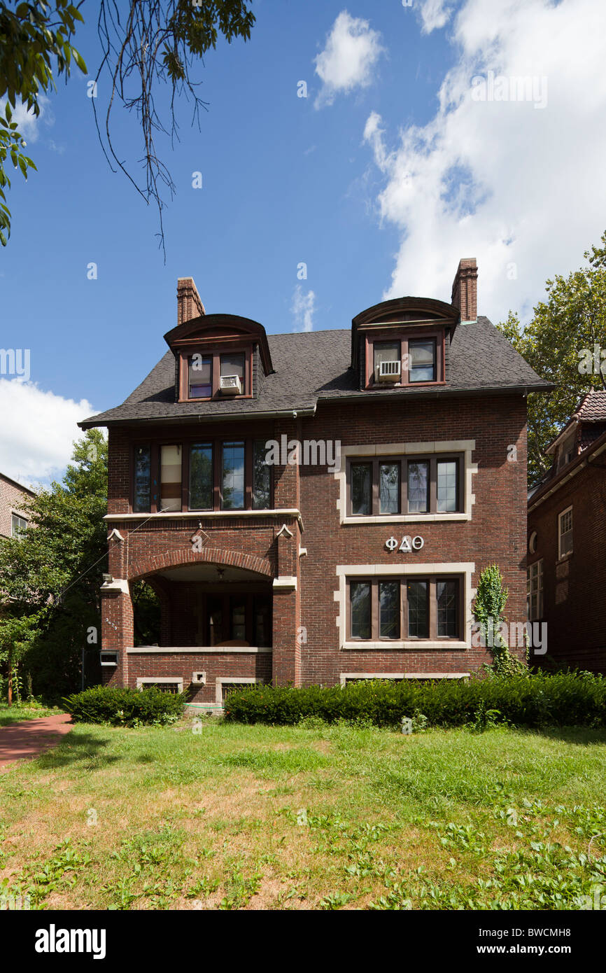 Phi Delta Theta frat house, Università di Chicago, Hyde Park, Illinois, Stati Uniti d'America Foto Stock