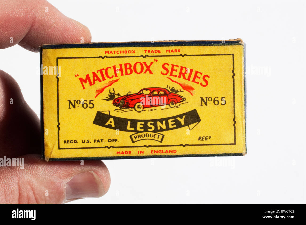 Scatola originale per 1959 Jaguar 3.4 litro Matchbox Lesney modello n. 65 Foto Stock