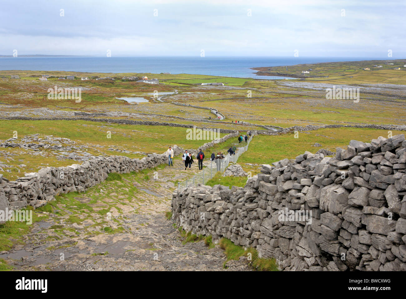 Dun Aengus (Dun Aonghasa) fort (2-3 secolo BC), Isole Aran, contea di Galway, Irlanda Foto Stock