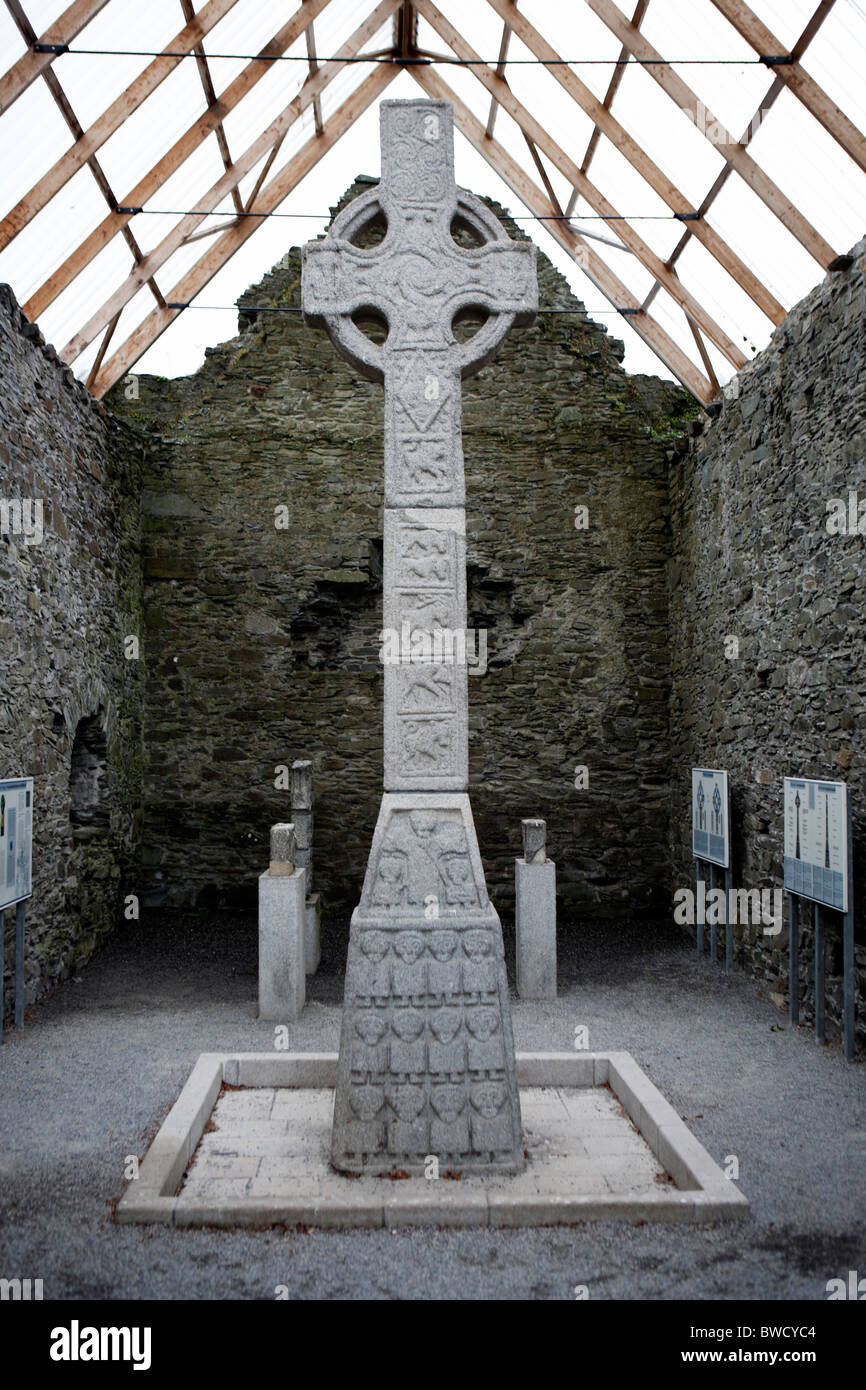Elevata Cross (8-9 sec.), Moone, contea di Kildare, Irlanda Foto Stock