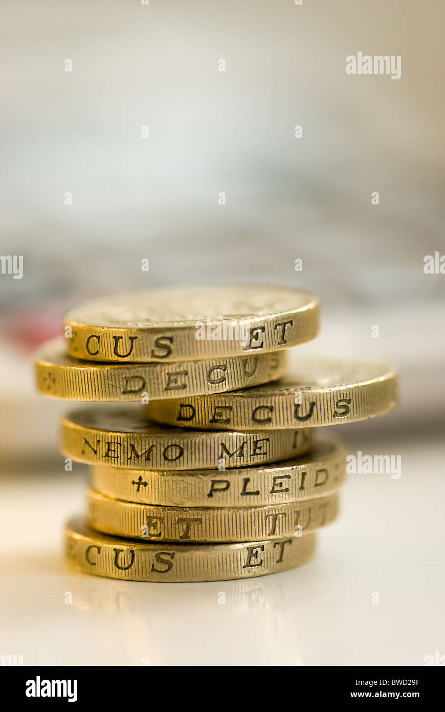 Monete da una libbra Foto Stock