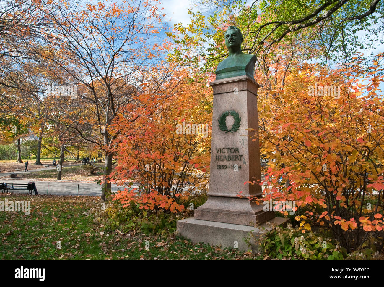 Statua di violoncellista Victor Herbert in Central Park Foto Stock