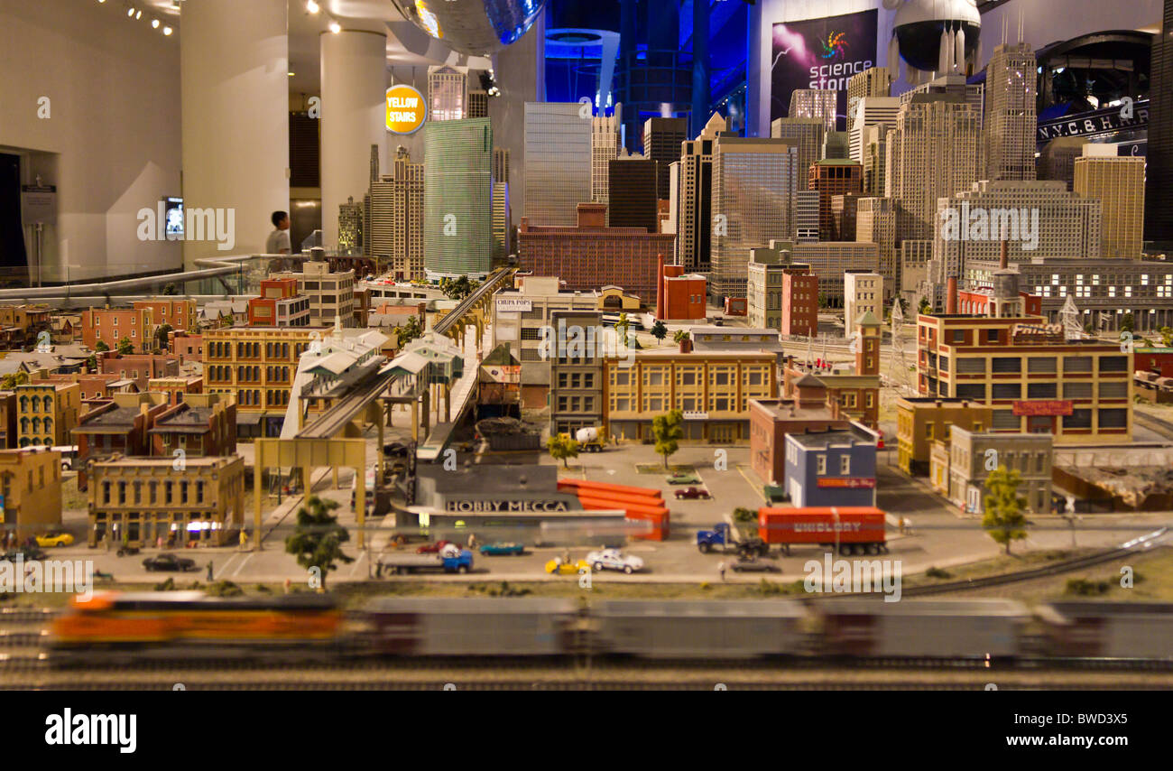 Modello di treno presentano, il Museo della Scienza e dell'industria, trasporto gallery, Chicago, USA Foto Stock