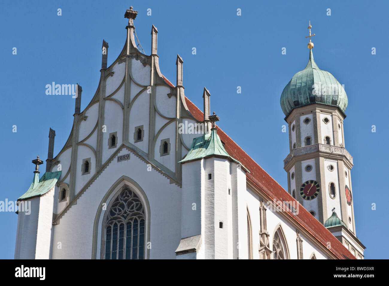 ST. ULRICH UND AFRA CHIESA CATTEDRALE, stile tardo-gotico, Augsburg, Baviera, Germania Foto Stock