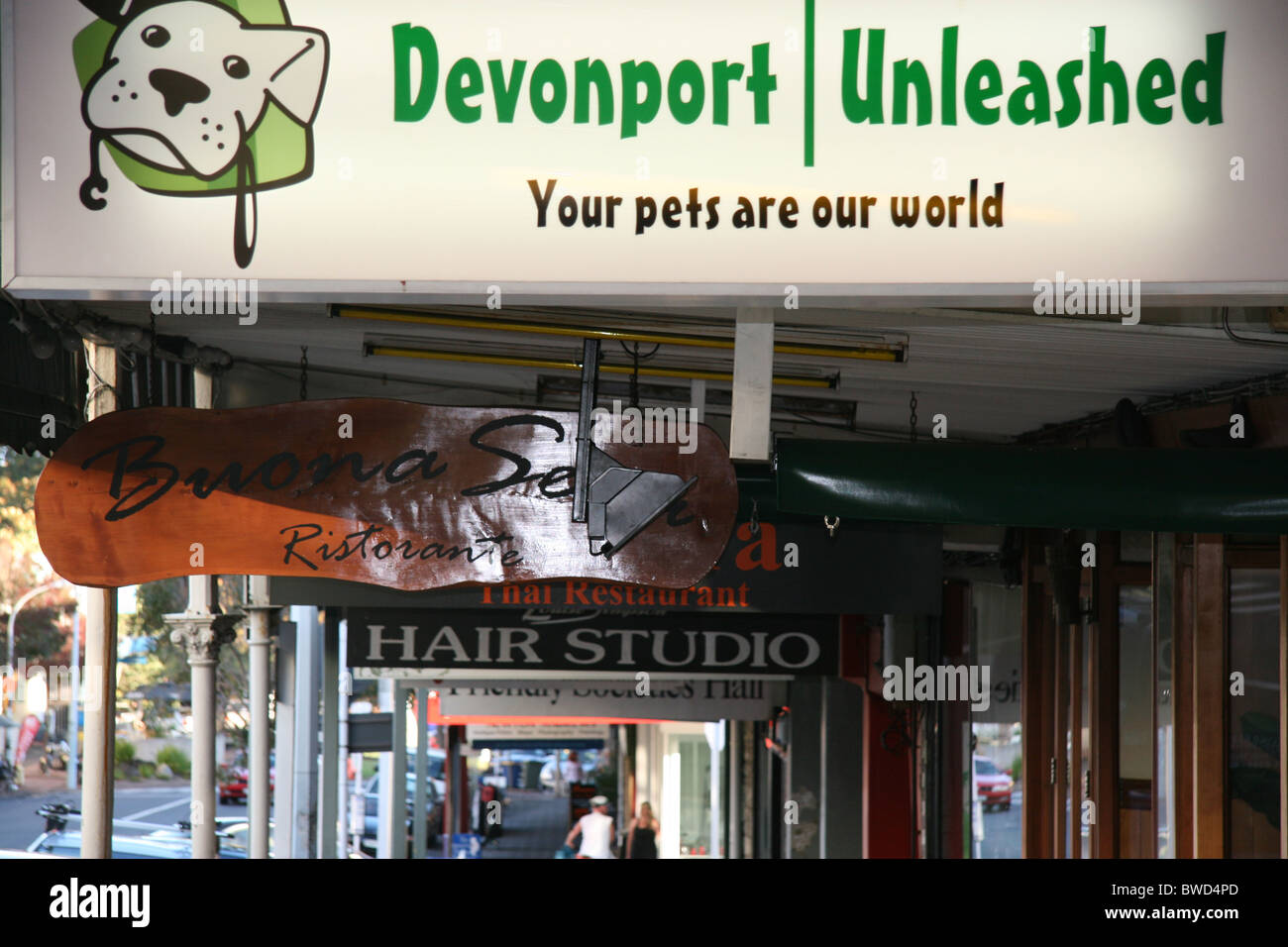 Nuova Zelanda insegne Devonport Auckland pet shop Foto Stock