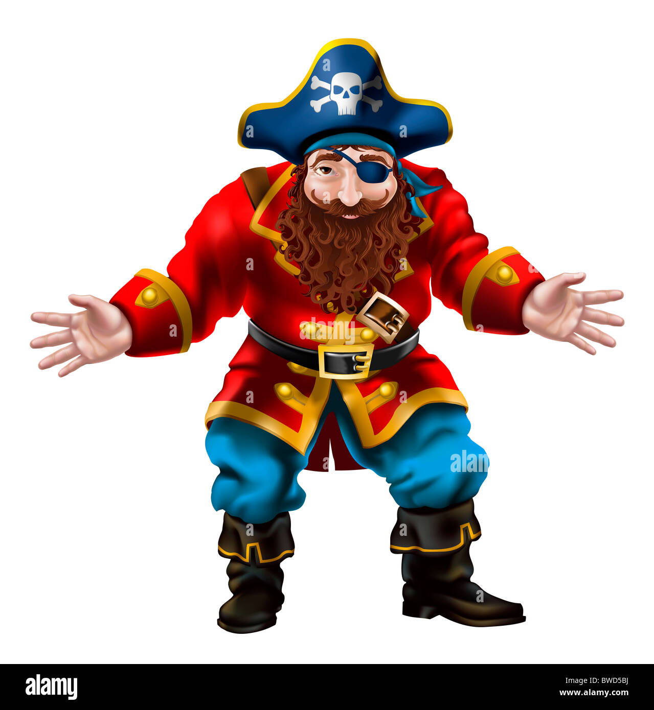Illustrazione di un personaggio pirata Foto Stock