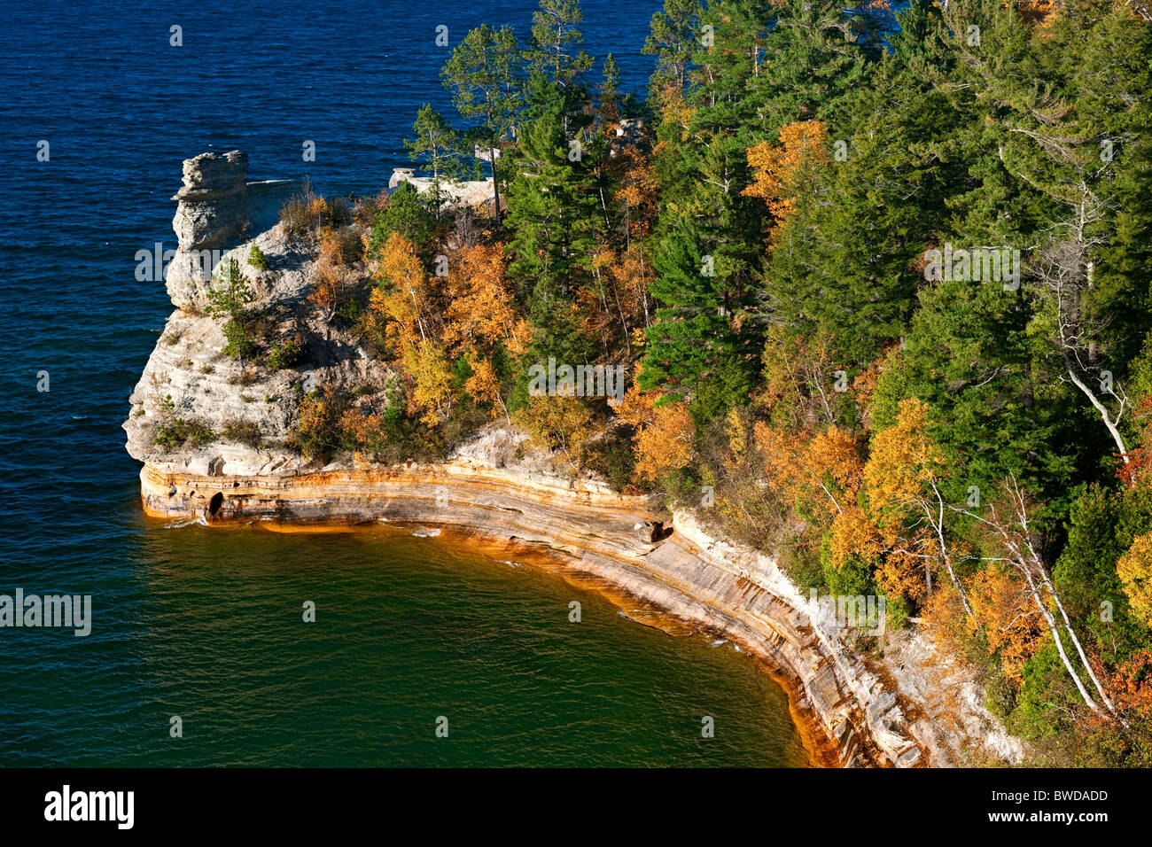 I minatori il castello e il Lago Superiore in Michigan's Pictured Rocks National Lakeshore. Foto Stock