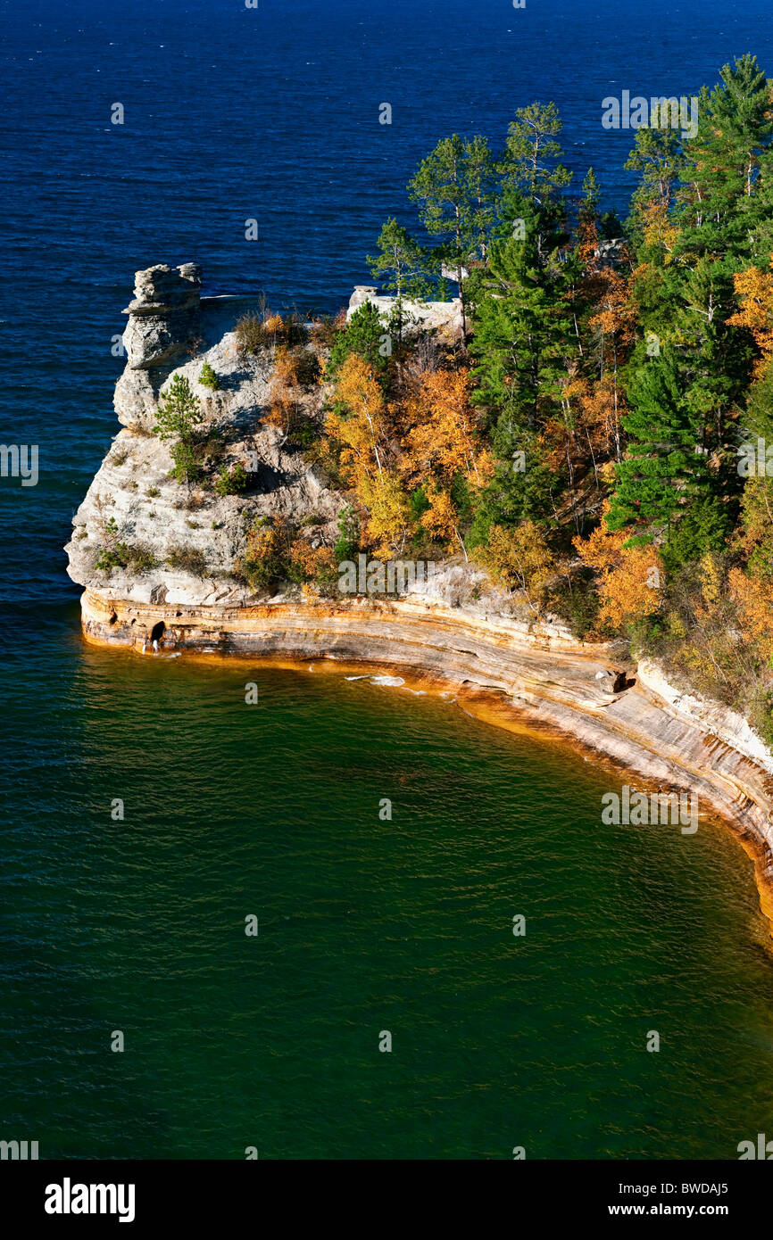 I minatori il castello e il Lago Superiore in Michigan's Pictured Rocks National Lakeshore. Foto Stock