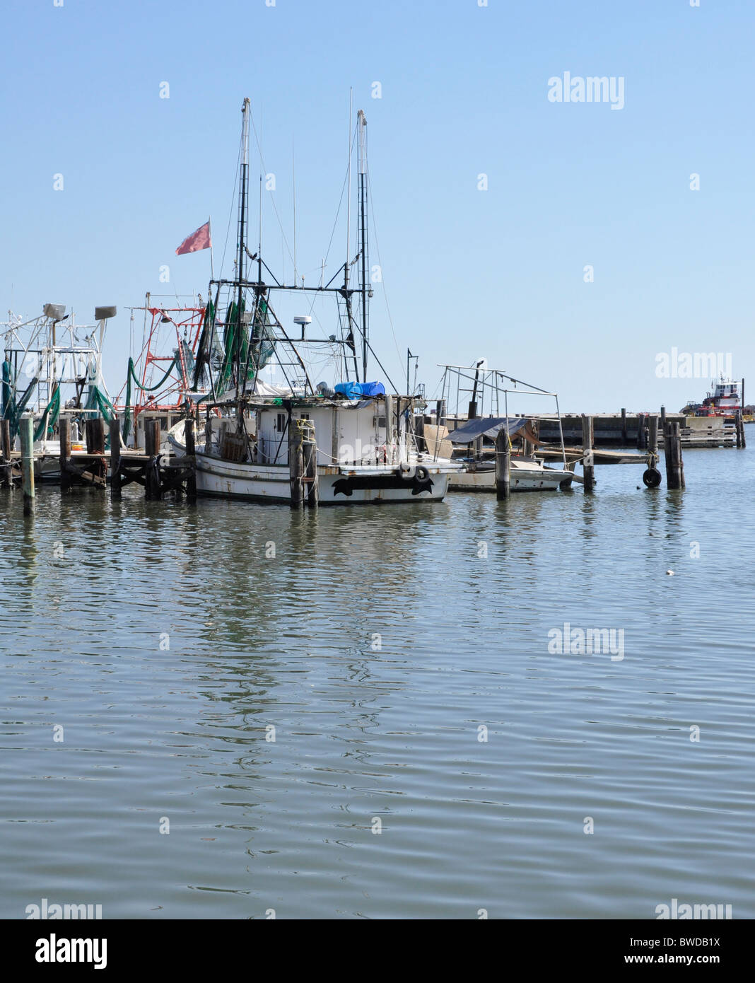 Ormeggiata barche da pesca nel golfo del Messico di Biloxi Mississippi Foto Stock