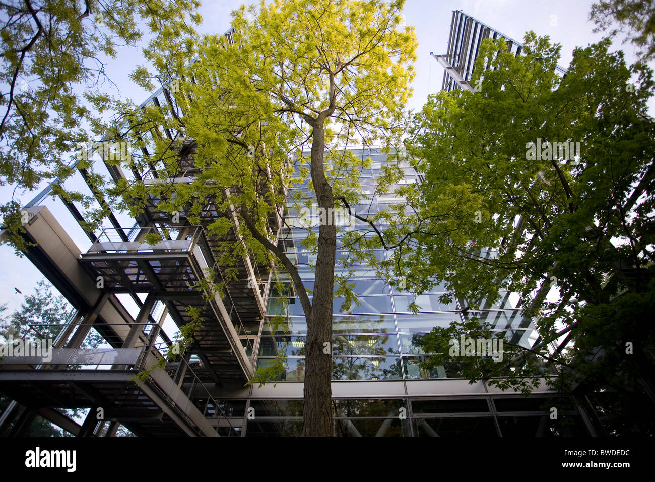 Acciaio e vetro esterno della Fondation Cartier progettato da Jean Nouvel Foto Stock