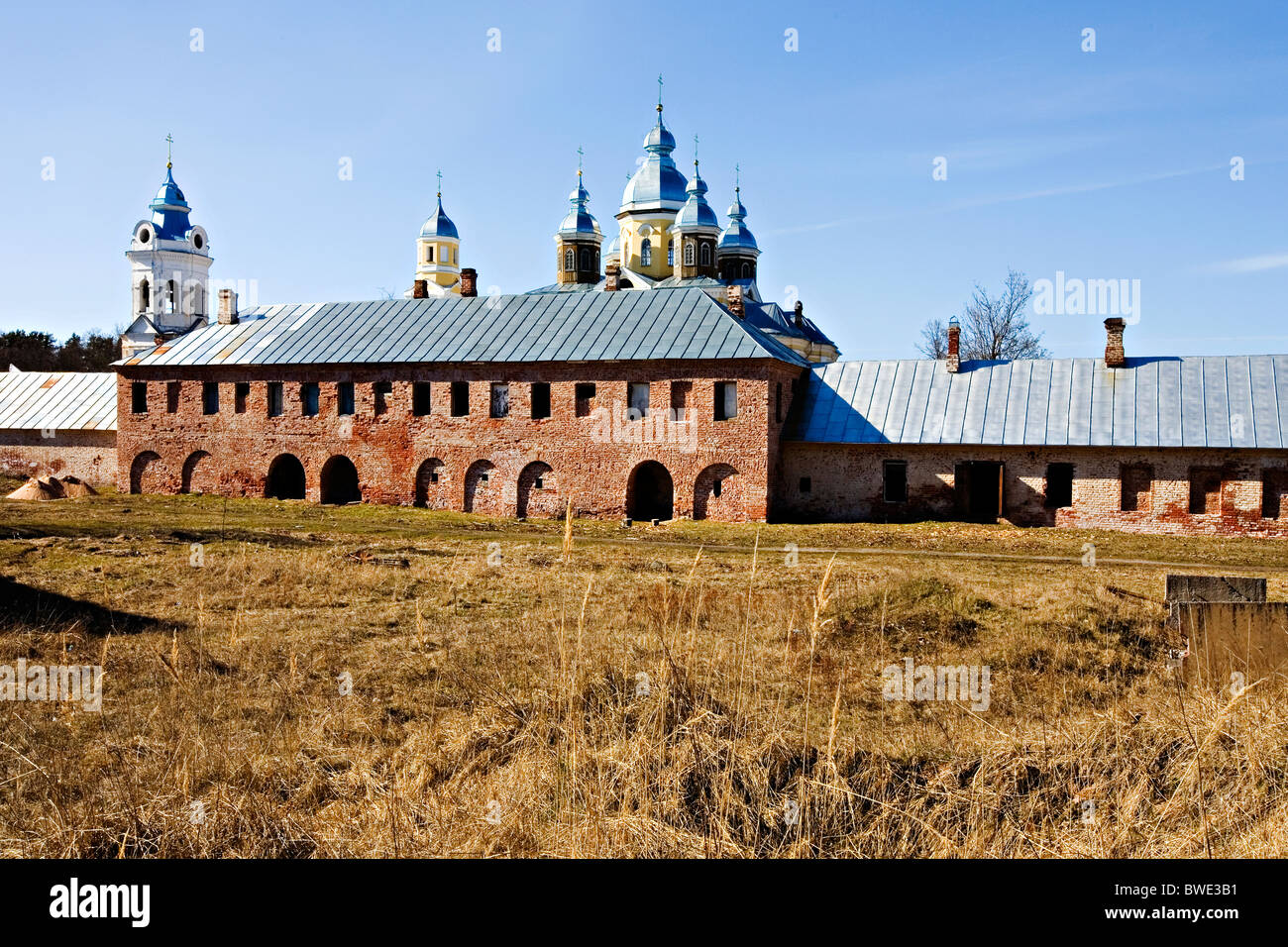 Isola Konevets monastero da fuori le mura nel lago Ladoga, regione di Leningrado sRussia Foto Stock