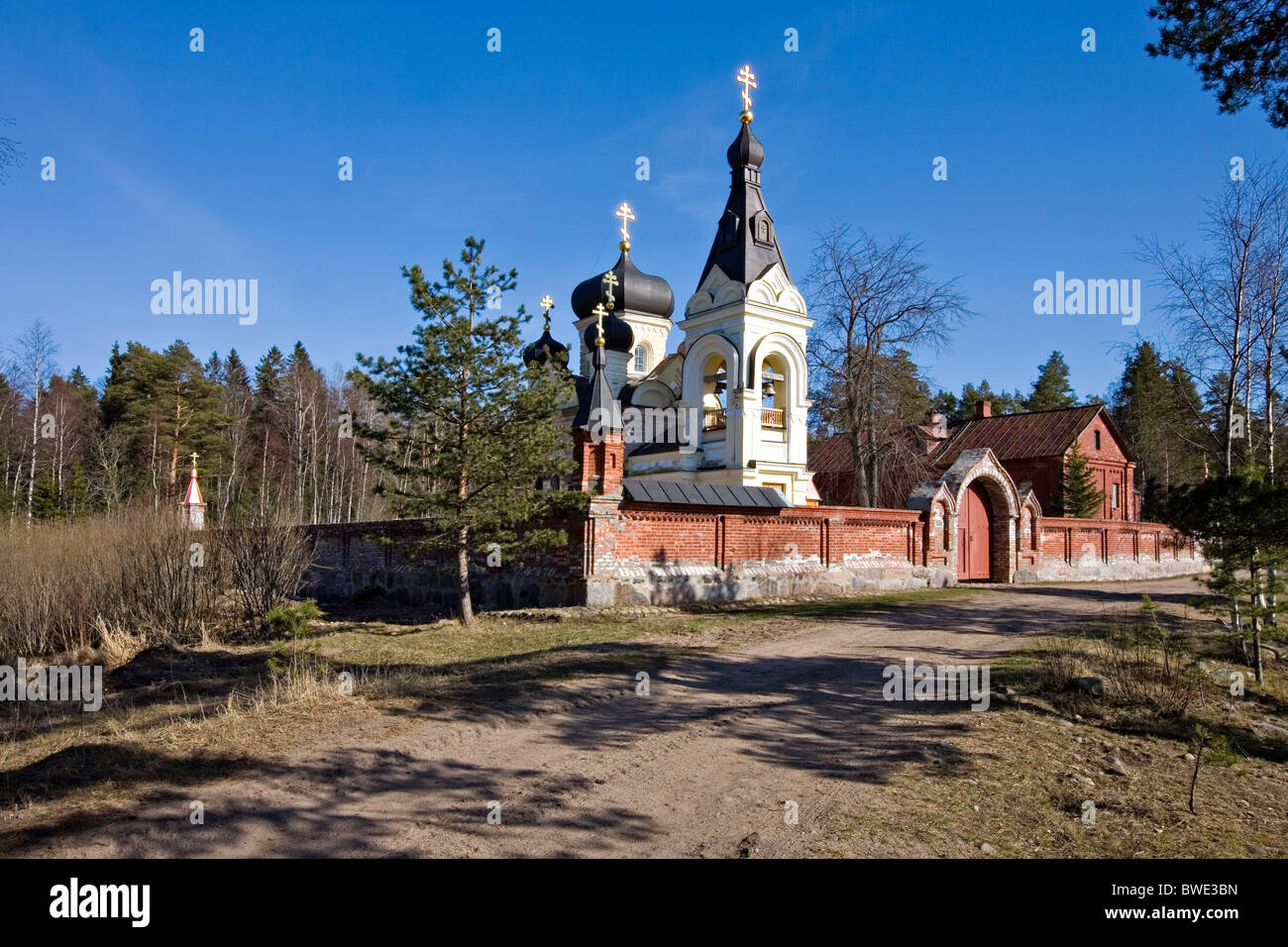 Cappella di Kazan ritiro a Isola Konevets monastero nel lago Ladoga, Leningrado Russia Foto Stock