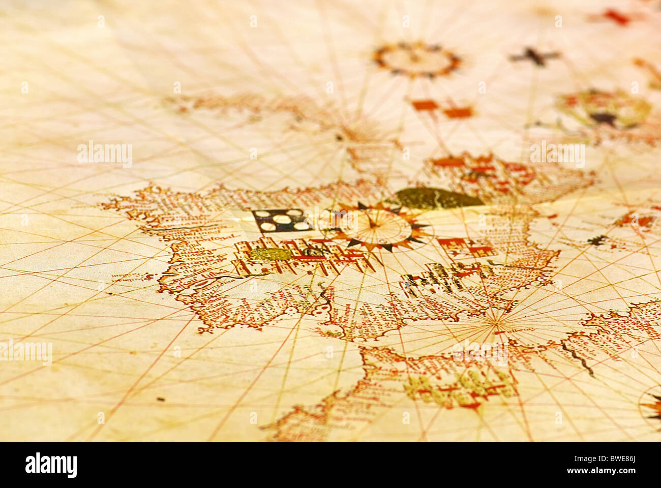 Il portoghese mappa vecchia in Europa. Foto Stock