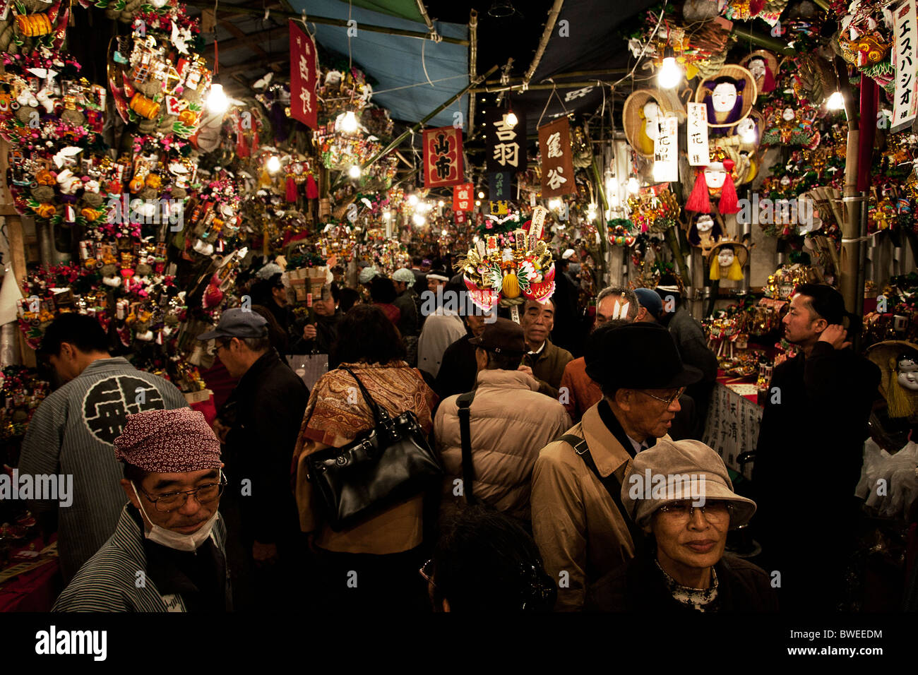 Tori no ichi fiera a Ootori santuario di Asakusa. Foto Stock